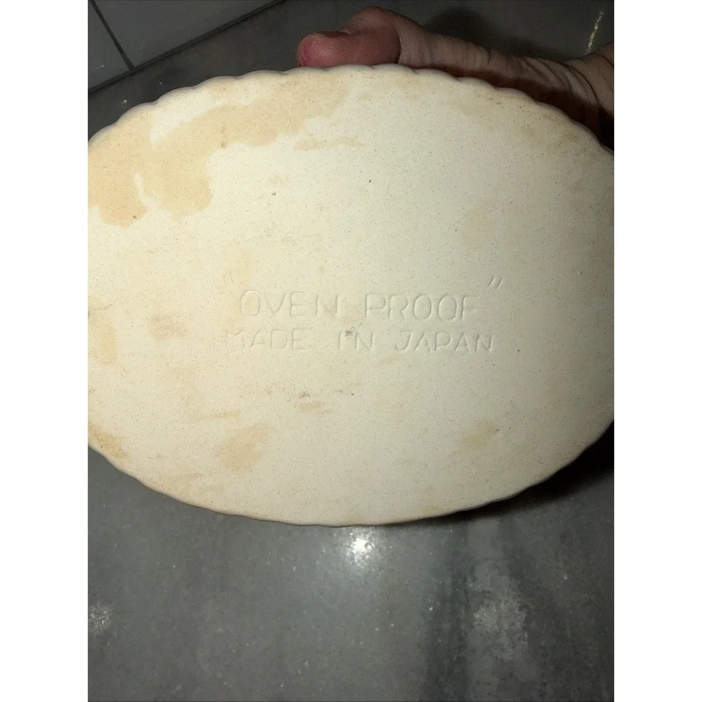Vtg Stoneware Casserole Dish Lid  Made In Japan‎ Vegetable Harvest Ovenproof